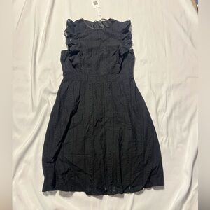 Ecowish Size XL Eyelet Black Dress Length 42” Zip Viscose Ruffle #R1